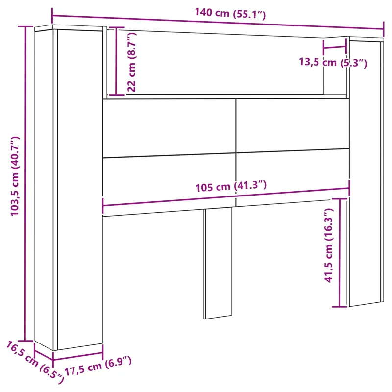 Galvūgalio spinta su LED Amatinė Ąžuolas 140 x 16,5 x 103,5 cm