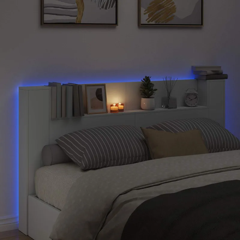 Galvūgalio spinta su LED Baltas 180 x 16,5 x 103,5 cm