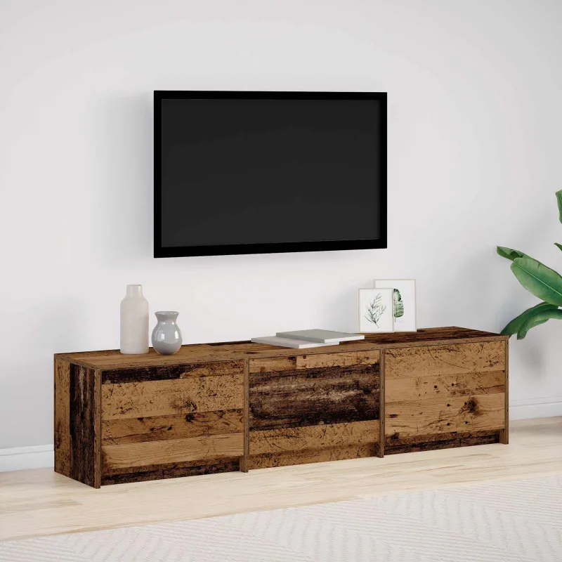 Televizoriaus spintelė su LED Senas medis 165 x 34 x 40 cm