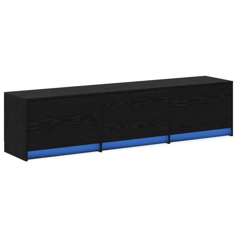 Televizoriaus spintelė su LED Juodas ąžuolas 165 x 34 x 40 cm