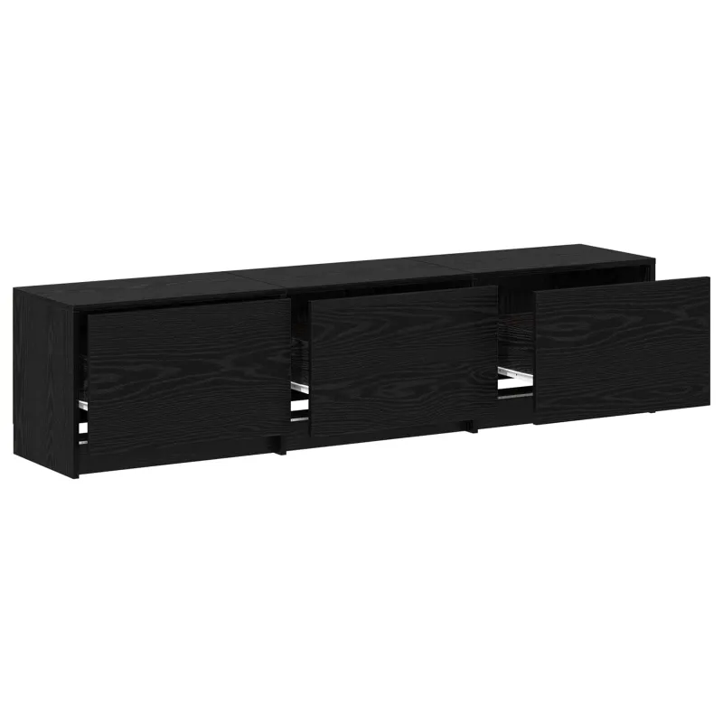 Televizoriaus spintelė su LED Juodas ąžuolas 165 x 34 x 40 cm