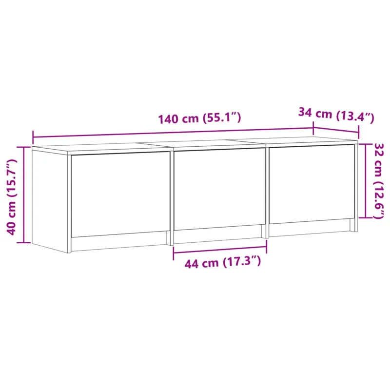 Televizoriaus spintelė Betono 140 x 34 x 40 cm Apdirbta mediena