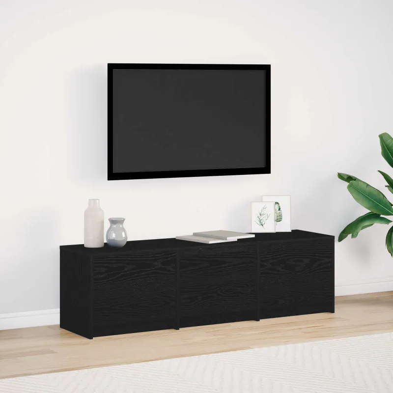 Televizoriaus spintelė su LED Juodas ąžuolas 140 x 34 x 40 cm
