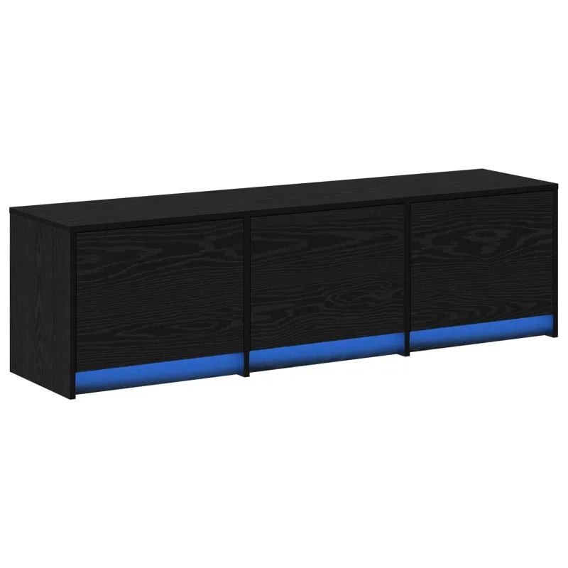 Televizoriaus spintelė su LED Juodas ąžuolas 140 x 34 x 40 cm
