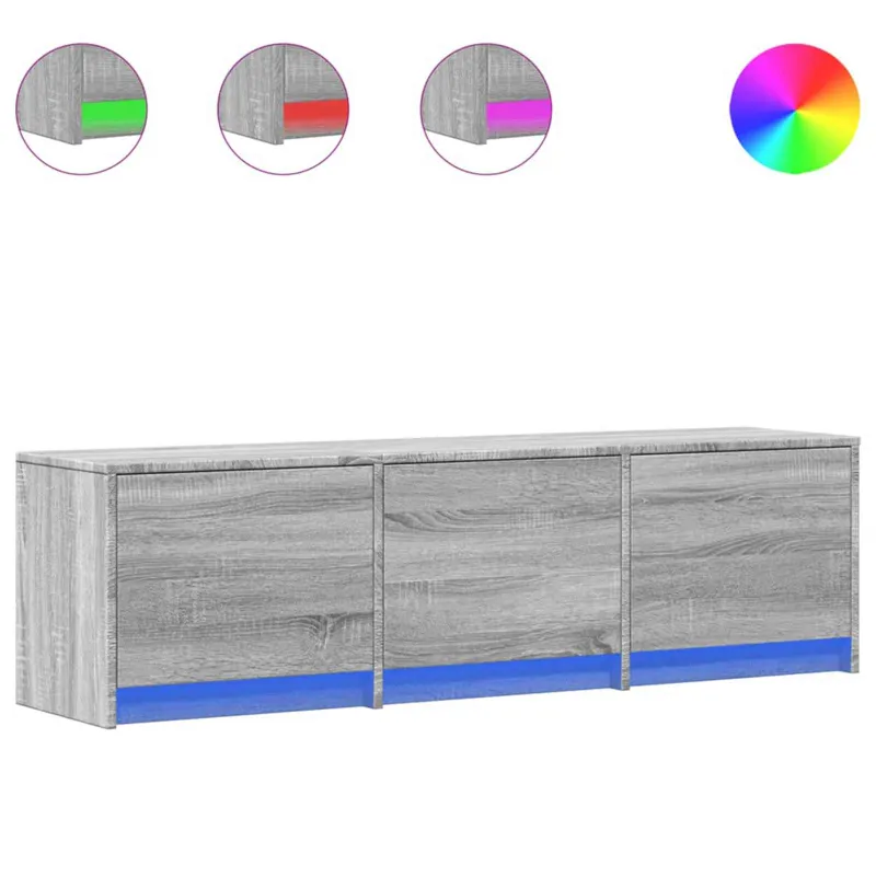 Televizoriaus spintelė su LED Pilkas Sonoma 140 x 34 x 40 cm