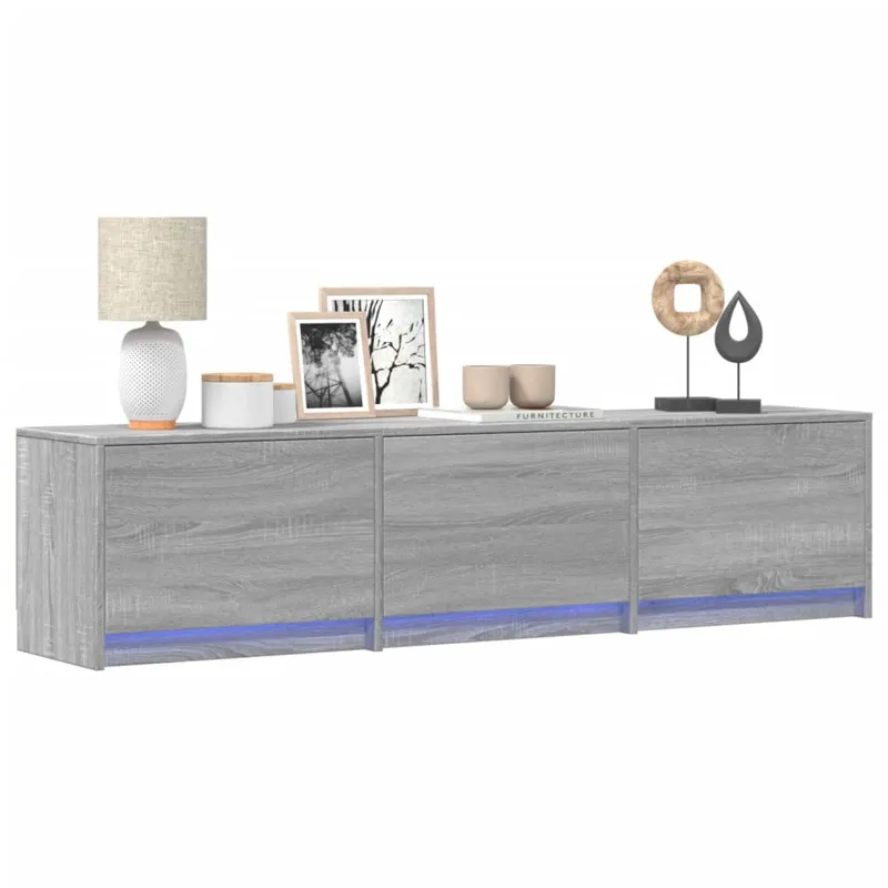 Televizoriaus spintelė su LED Pilkas Sonoma 165 x 34 x 40 cm