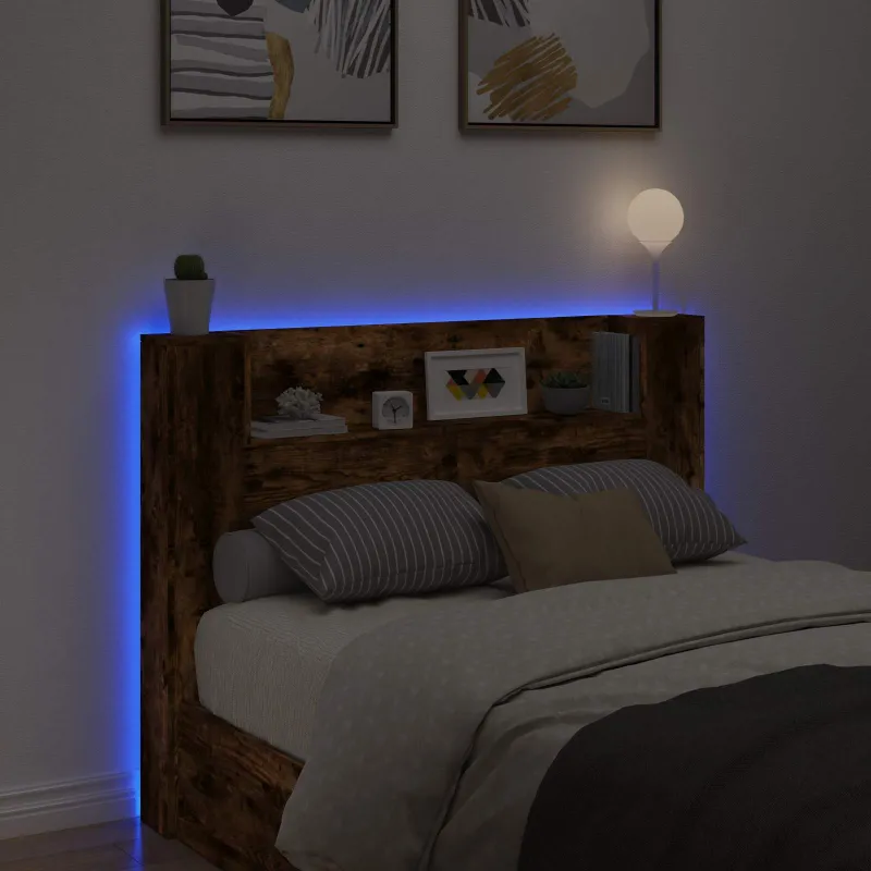 Galvūgalio spinta su LED Rūkytas Ąžuolas 140 x 16,5 x 103,5 cm