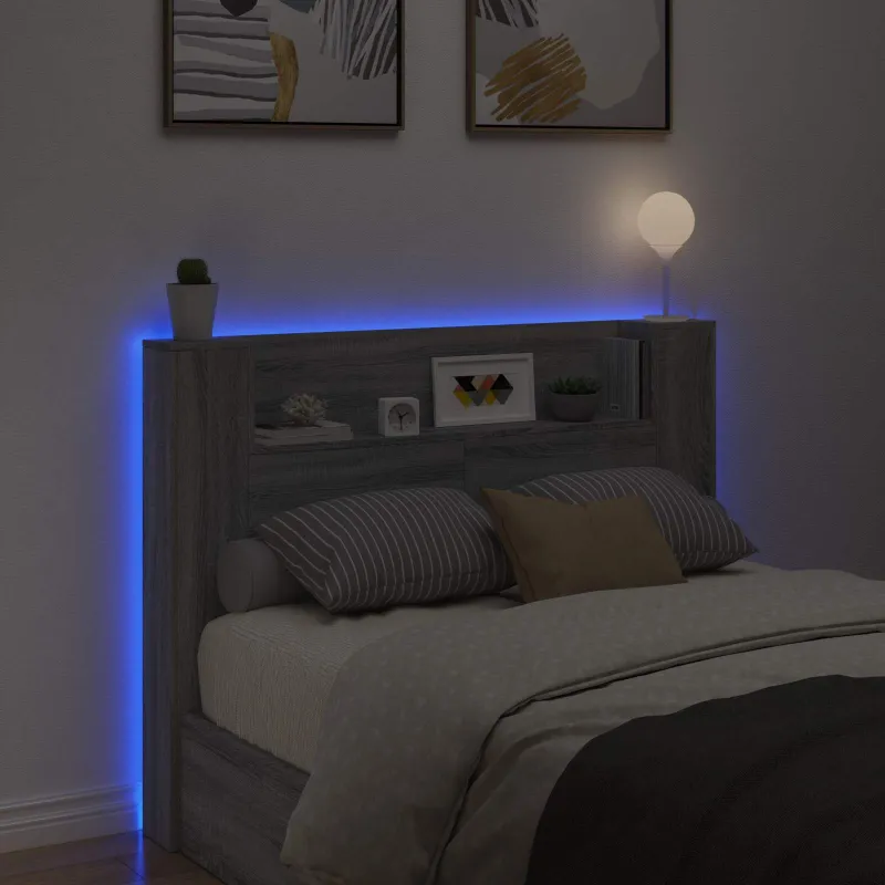 Galvūgalio spinta su LED Pilka Sonoma 140 x 16,5 x 103,5 cm