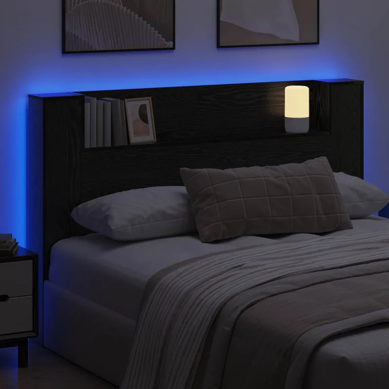 Galvūgalio spinta su LED Juodas Ąžuolas 160 x 16,5 x 103,5 cm