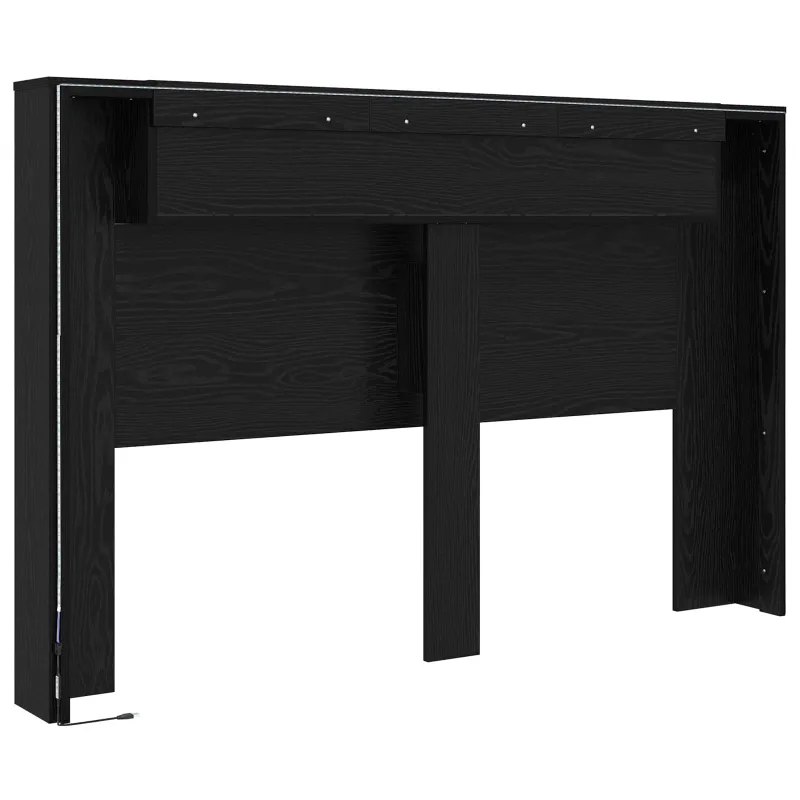 Galvūgalio spinta su LED Juodas Ąžuolas 160 x 16,5 x 103,5 cm