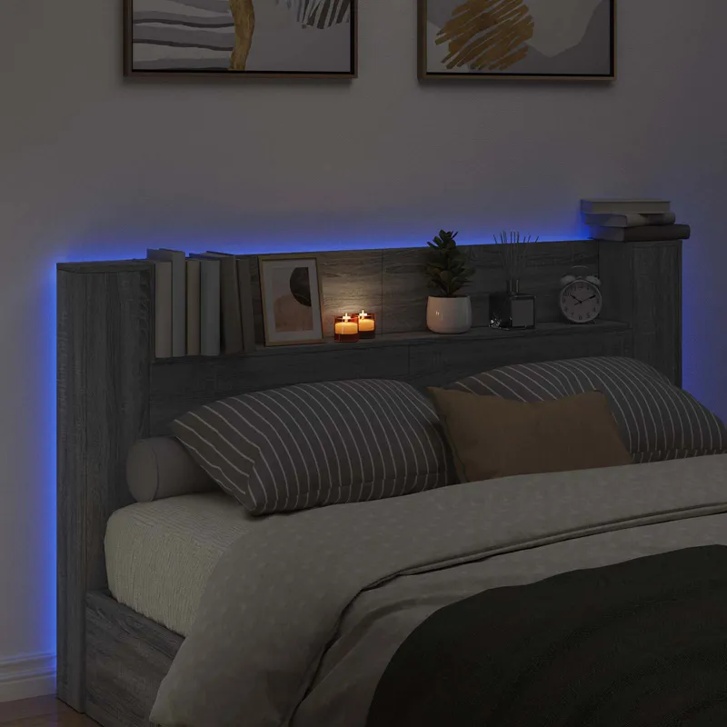 Galvūgalio spinta su LED Pilka Sonoma 180 x 16,5 x 103,5 cm