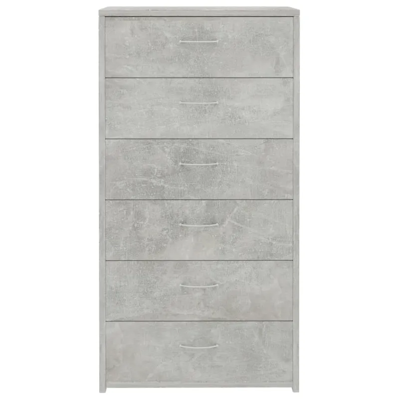 Šoninė spintelė su 6 stalčiais, betono, 50x34x96cm, mediena