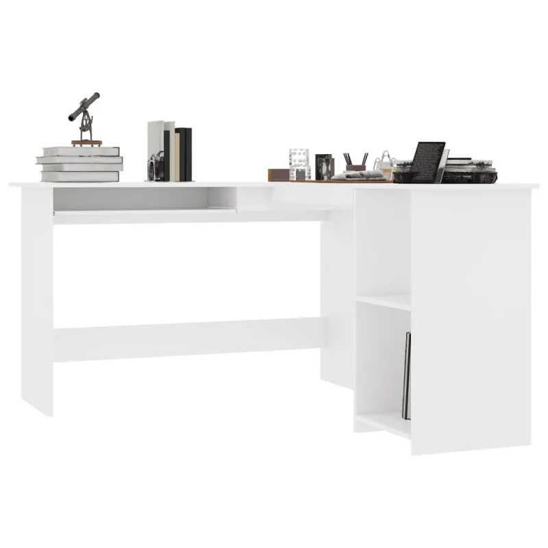Kampinis stalas, baltas, 120x140x75cm, mediena, L formos