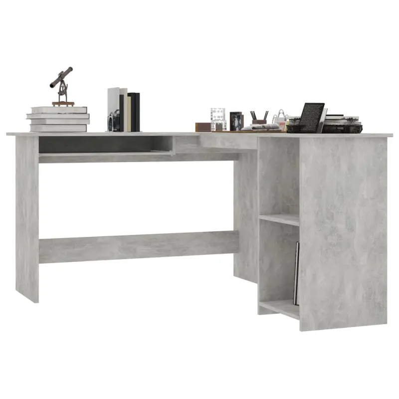 Kampinis stalas, betono, 120x140x75cm, mediena, L formos