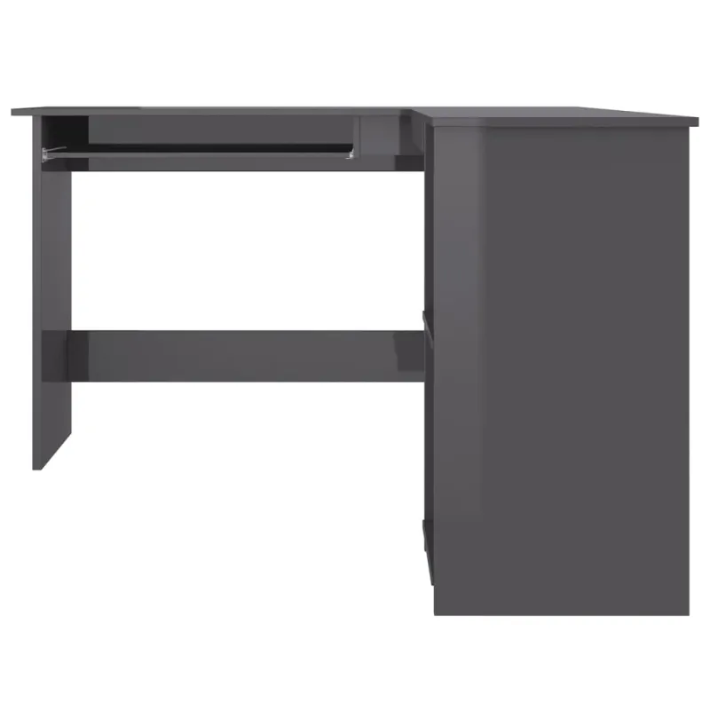 Kampinis stalas, pilkas, 120x140x75cm, MDP, L formos, blizgus