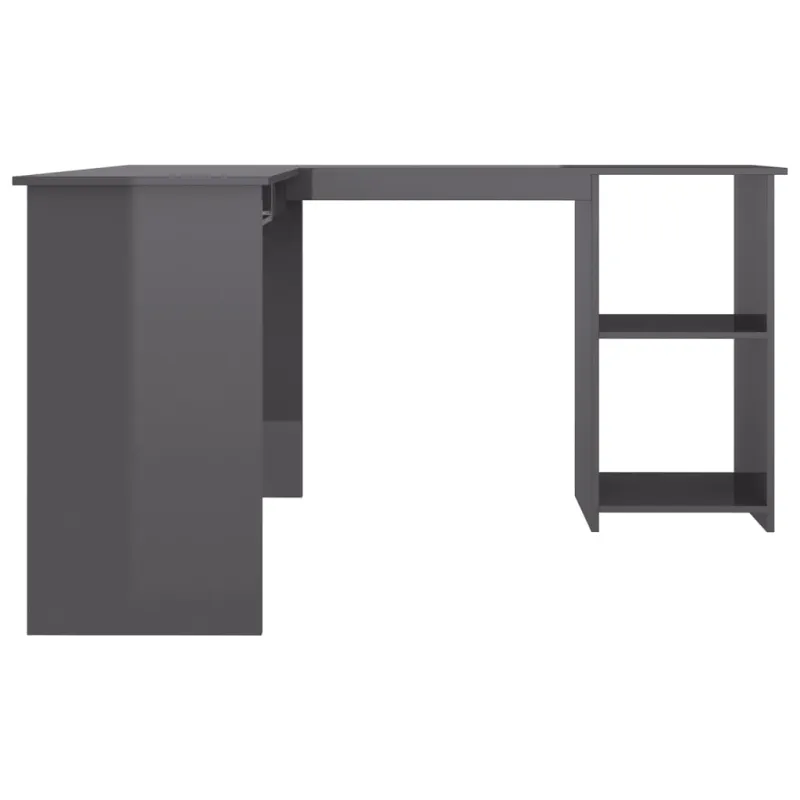 Kampinis stalas, pilkas, 120x140x75cm, MDP, L formos, blizgus