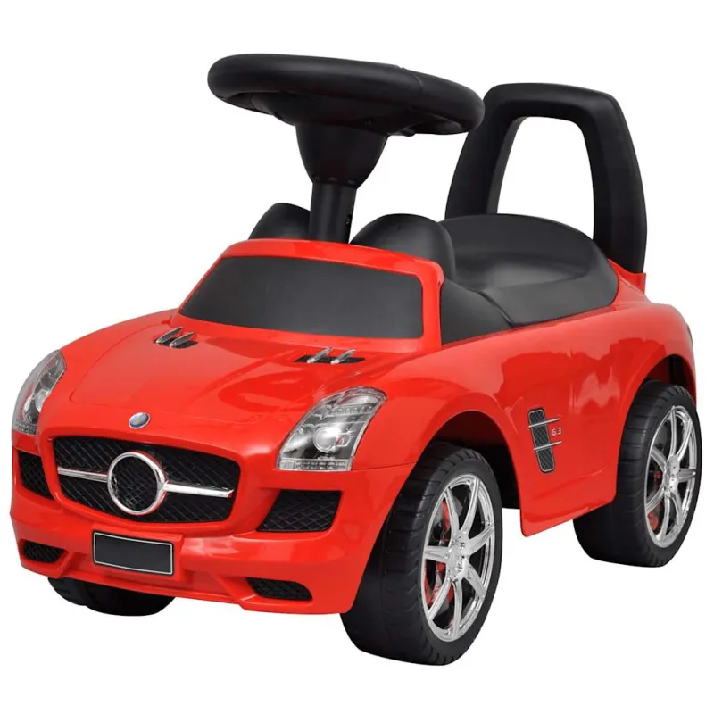 Kojomis varomas vaikiškas automobilis, raudonos spalvos
