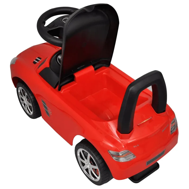 Kojomis varomas vaikiškas automobilis, raudonos spalvos