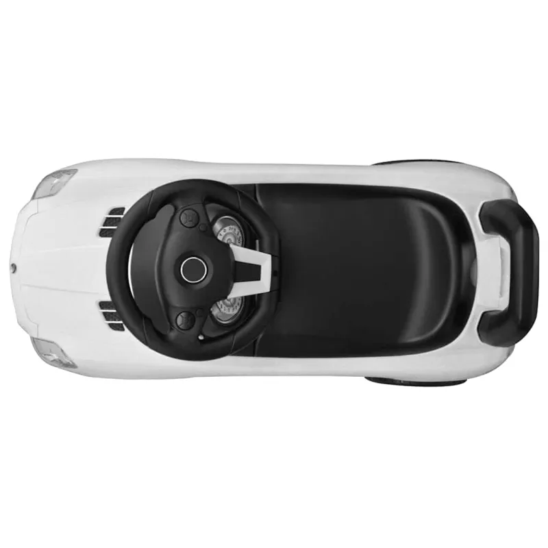 Kojomis varomas vaikiškas automobilis, baltos spalvos