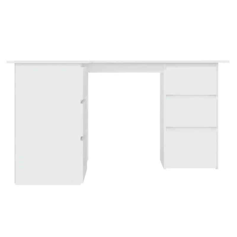 Kampinis rašomasis stalas, baltas, 145x100x76cm, mediena