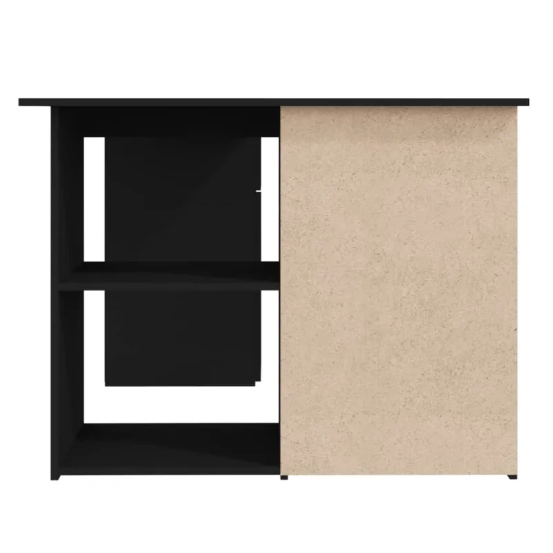 Kampinis rašomasis stalas, juodas, 145x100x76cm, mediena