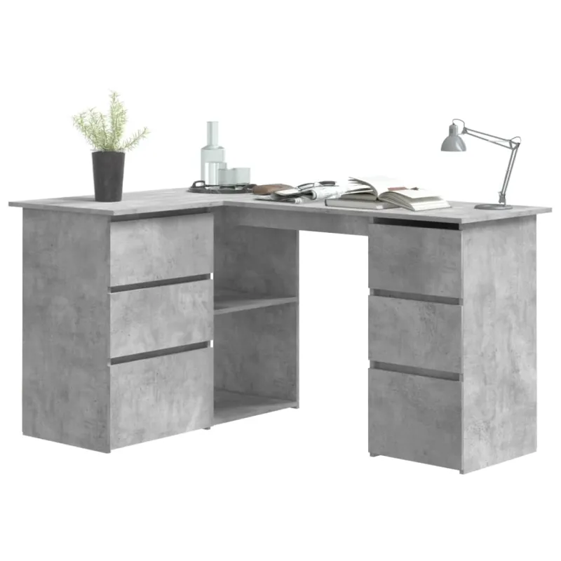Kampinis rašomasis stalas, betono, 145x100x76cm, mediena