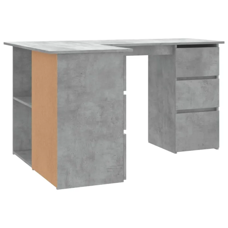 Kampinis rašomasis stalas, betono, 145x100x76cm, mediena
