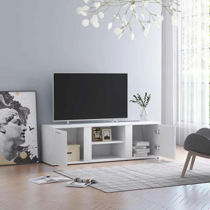 Televizoriaus spintelė, balta, 120x34x37cm, apdirbta mediena
