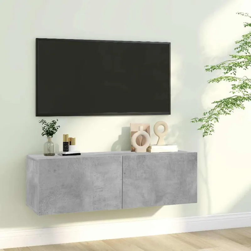 Televizoriaus spintelė, betono, 100x30x30cm, apdirbta mediena