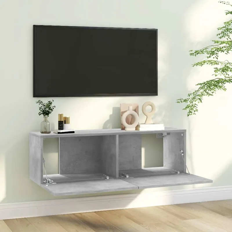 Televizoriaus spintelė, betono, 100x30x30cm, apdirbta mediena