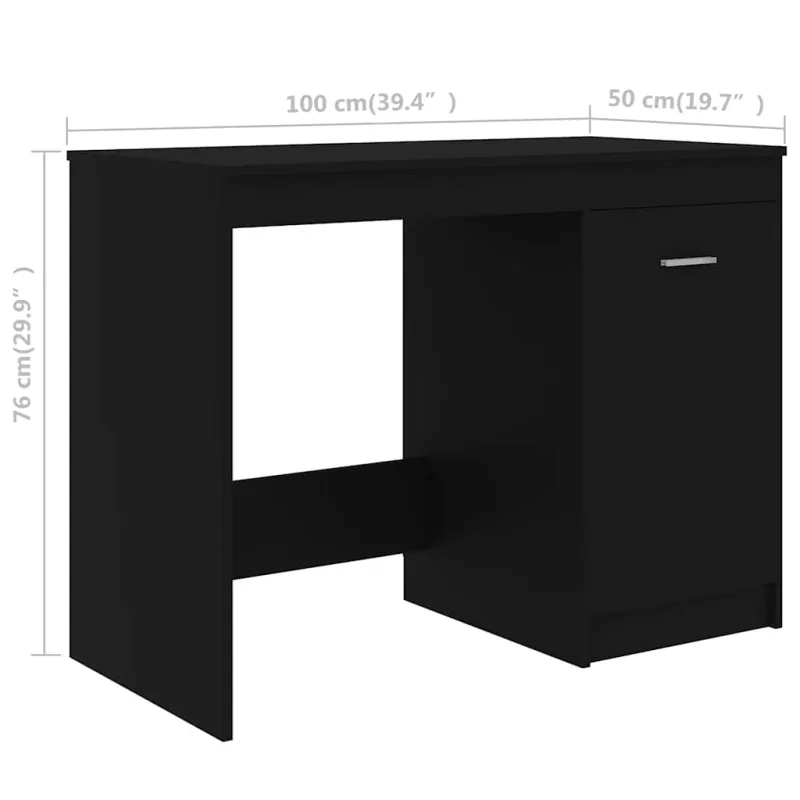 Rašomasis stalas, juodos spalvos, 100x50x76cm, apdirbta mediena