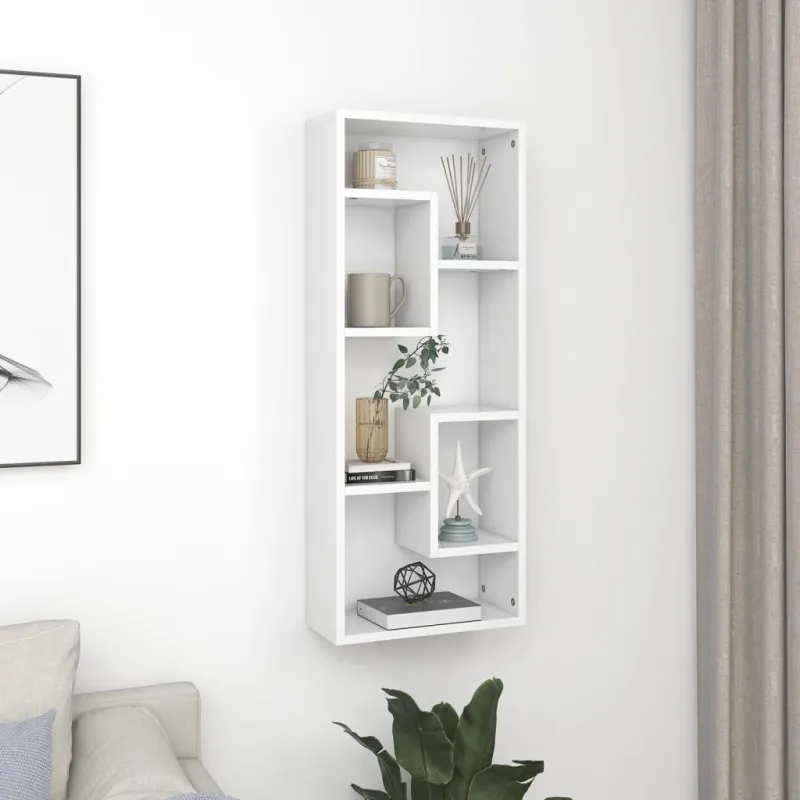 Sieninė lentyna, baltos spalvos, 36x16x90cm, apdirbta mediena