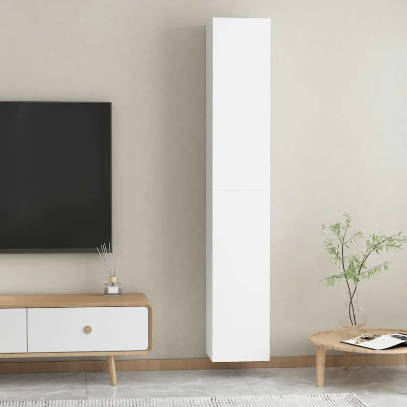 Televizoriaus spintelės, 2vnt., baltos, 30,5x30x90cm, mediena