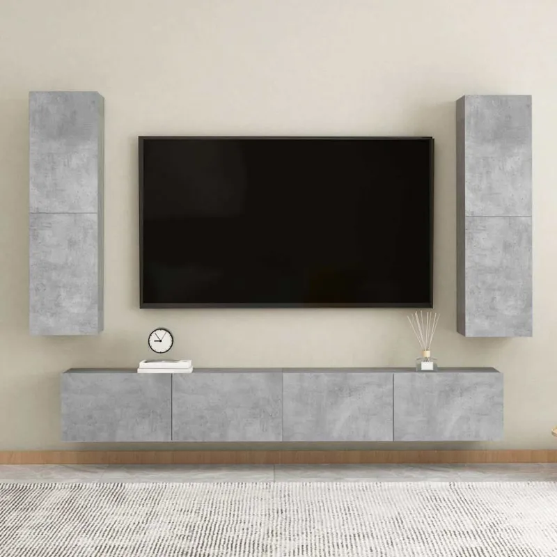 Televizoriaus spintelė, betono, 30,5x30x110cm, apdirbta mediena