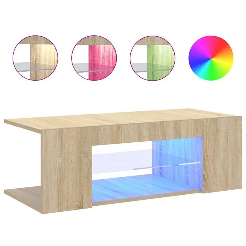 Televizoriaus spintelė su LED apšvietimu, ąžuolo, 90x39x30cm
