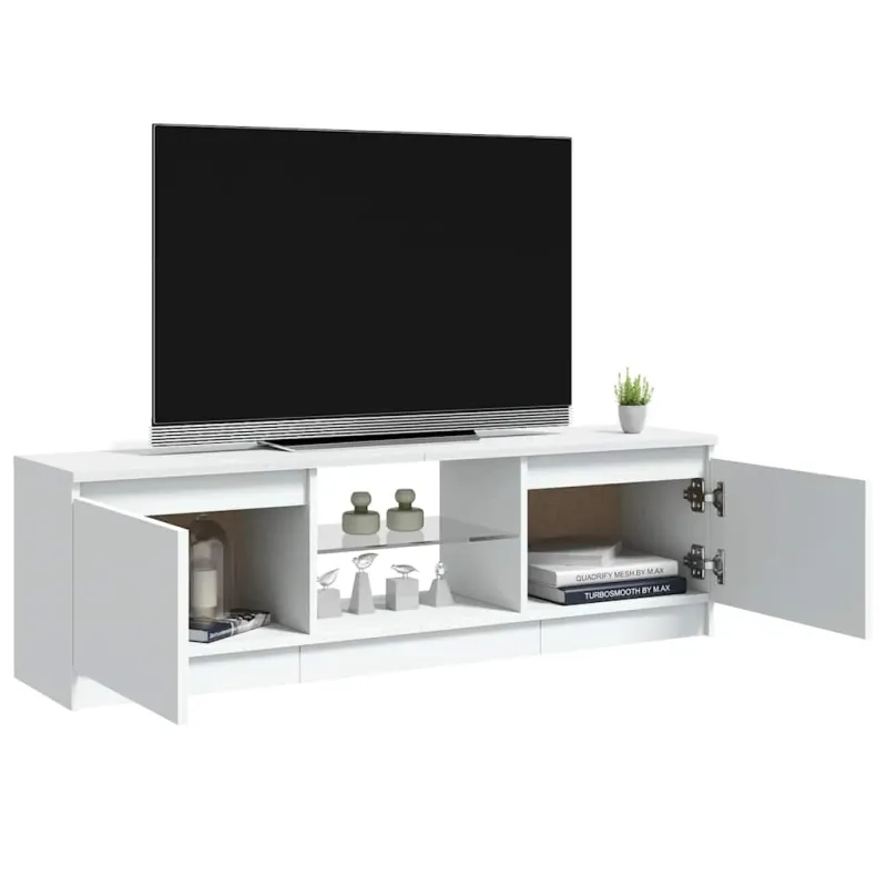 TV spintelė su LED apšvietimu, baltos spalvos, 120x30x36cm