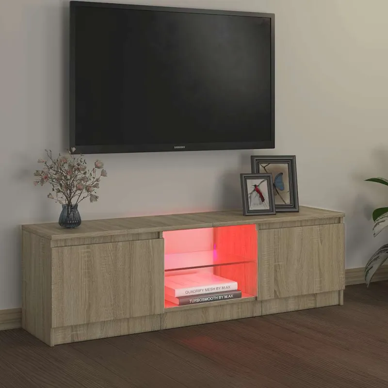 TV spintelė su LED apšvietimu, ąžuolo spalvos, 120x30x36cm