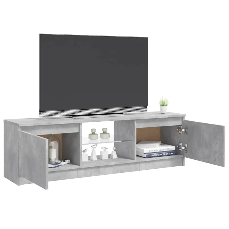 TV spintelė su LED apšvietimu, betono pilka, 120x30x36cm