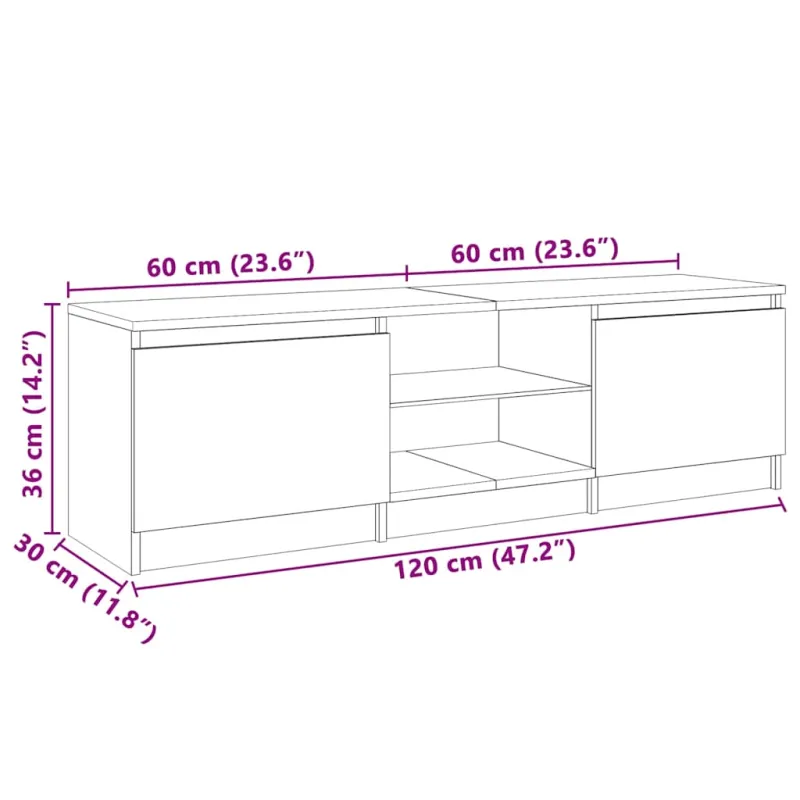 TV spintelė su LED apšvietimu, betono pilka, 120x30x36cm