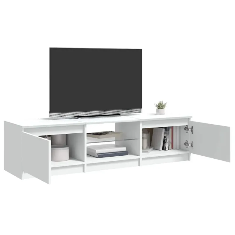 Televizoriaus spintelė su LED apšvietimu, balta, 140x40x36cm
