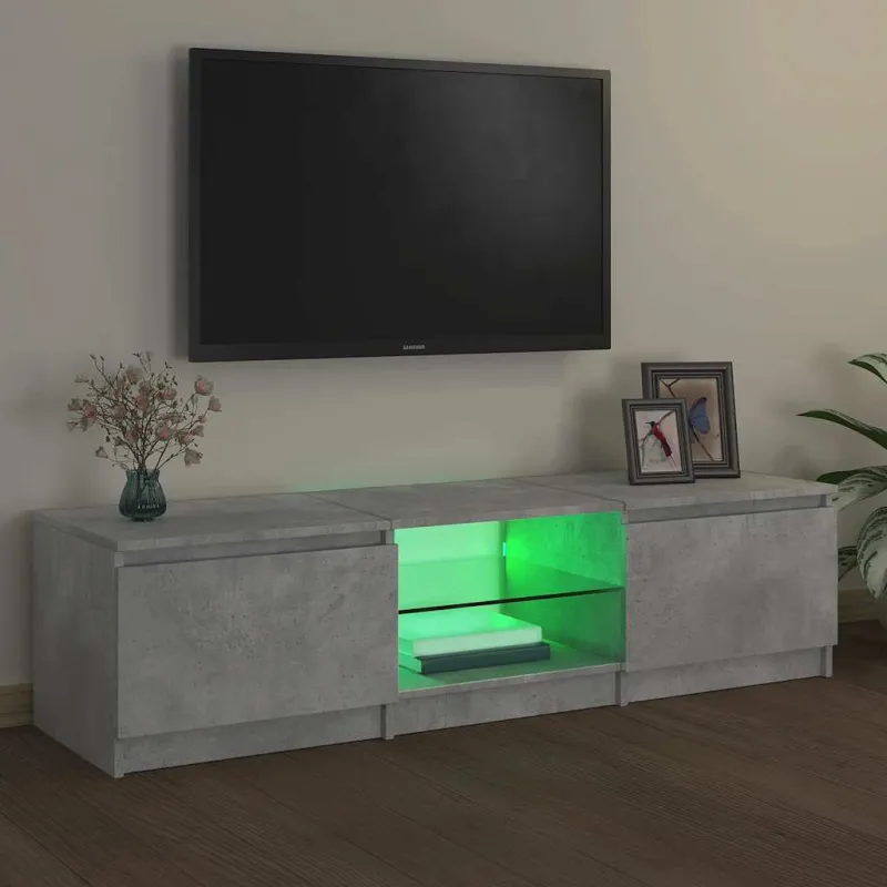 Televizoriaus spintelė su LED, betono pilka, 140x40x36cm