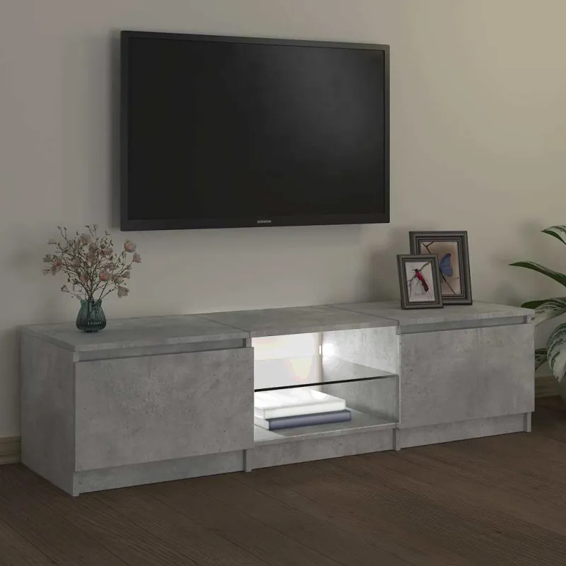 Televizoriaus spintelė su LED, betono pilka, 140x40x36cm