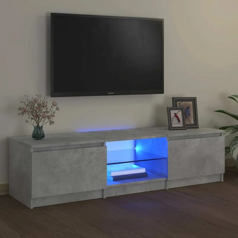 Televizoriaus spintelė su LED, betono pilka, 140x40x36cm