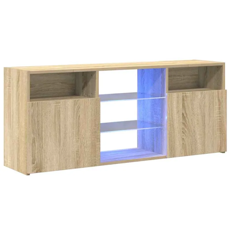 Televizoriaus spintelė su LED apšvietimu, ąžuolo, 120x30x50cm