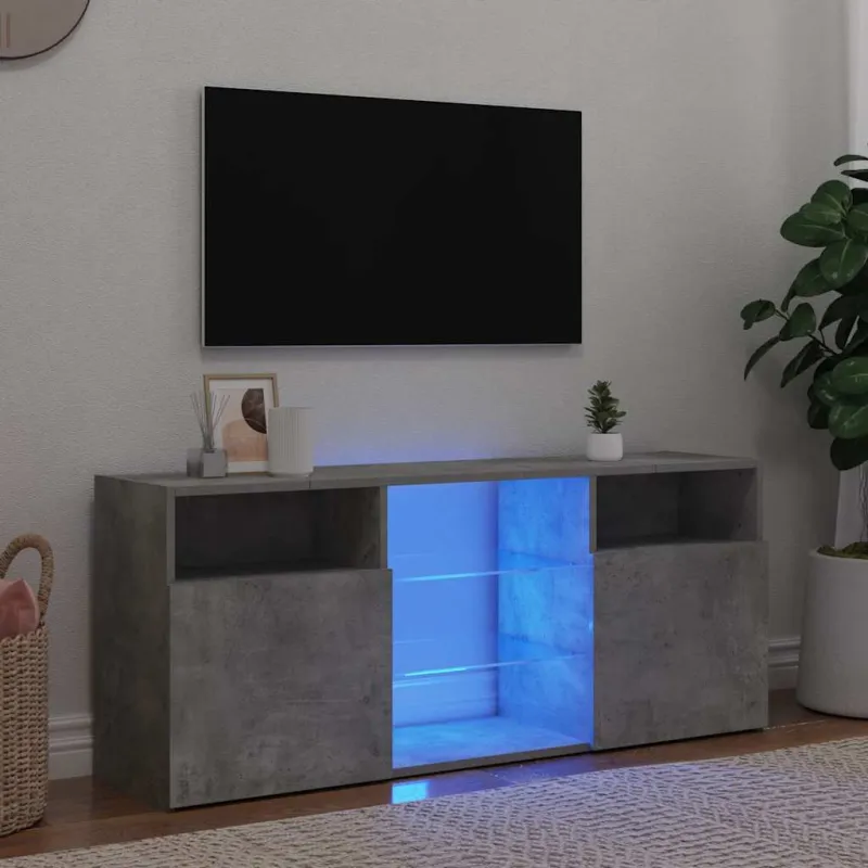 Televizoriaus spintelė su LED, betono pilka, 120x30x50cm