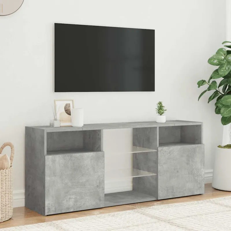 Televizoriaus spintelė su LED, betono pilka, 120x30x50cm