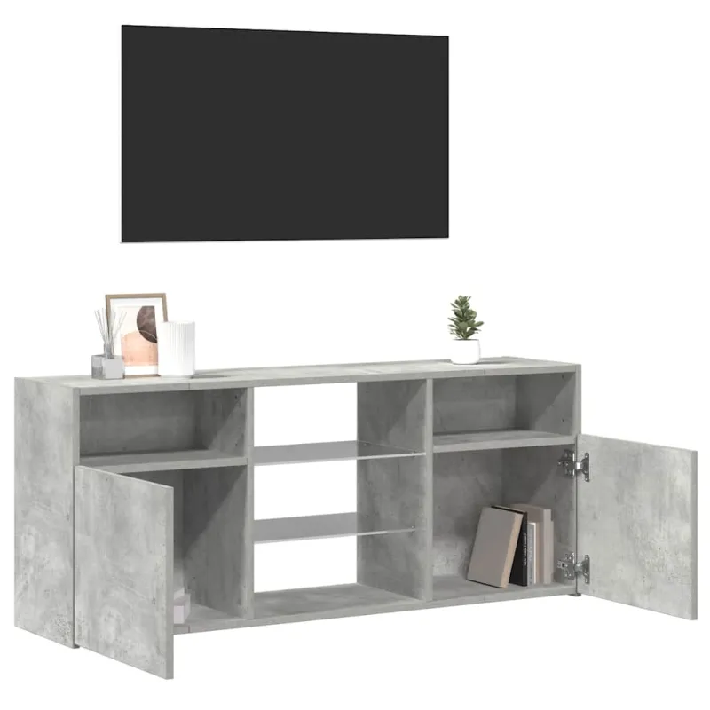 Televizoriaus spintelė su LED, betono pilka, 120x30x50cm