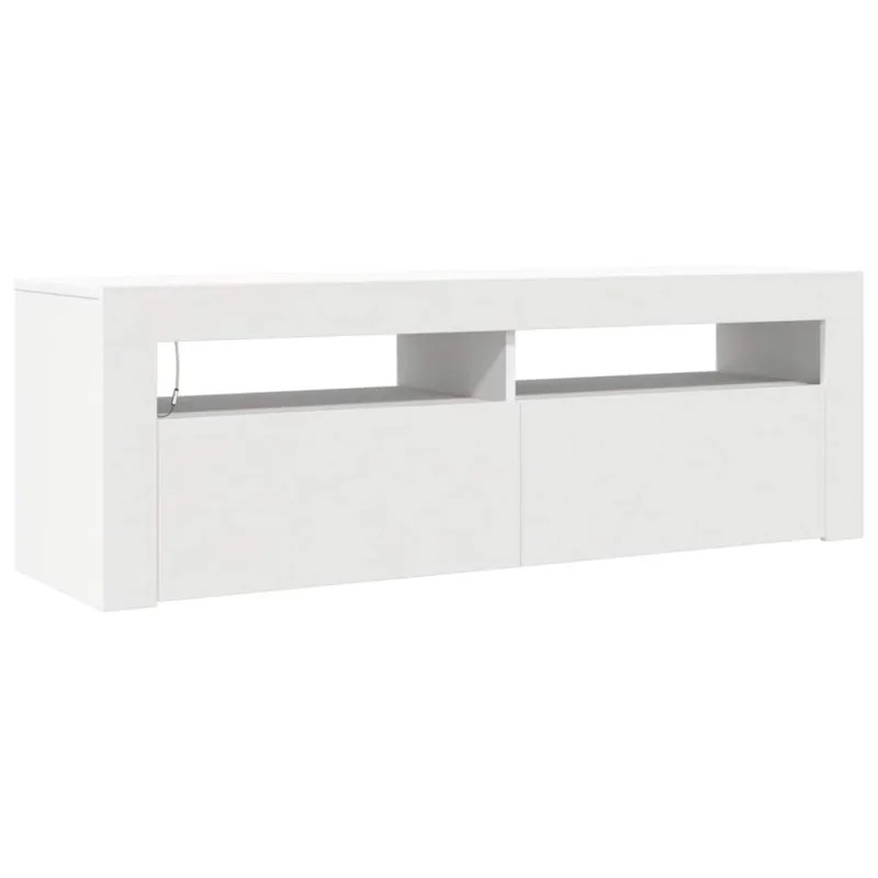 Televizoriaus spintelė su LED apšvietimu, balta, 120x35x40cm