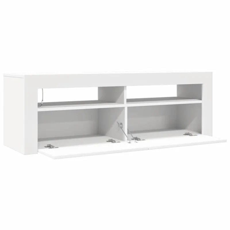 Televizoriaus spintelė su LED apšvietimu, balta, 120x35x40cm