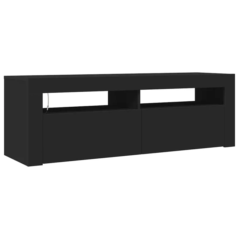 Televizoriaus spintelė su LED apšvietimu, juoda, 120x35x40cm